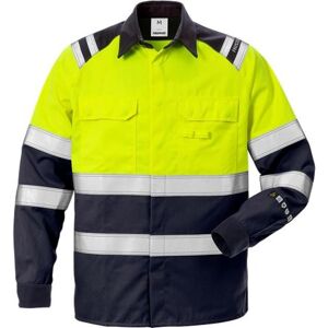 Fristads 124309 Flamestat Hi Vis Skjorte Kl.1 7051 / Arbejdsskjorte Hi-Vis Gul/marine 2xl