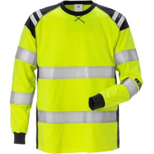 Fristads 125041 Flamstat Langærmet T-Shirt Kl.3 7077 Tflh / Arbejds T-Shirt Hi-Vis Gul/marine 4xl