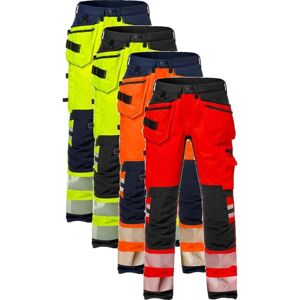 Fristads 127734 Hi Vis Håndværker Stretch Bukser Kl.2 2707 / Arbejdsbukser Hi-Vis Orange/marine C66