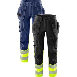 Fristads 132849 Hi Vis Håndværker Stretch Bukser Kl.1 2608 / Arbejdsbukser Hi-Vis Gul/sort D104