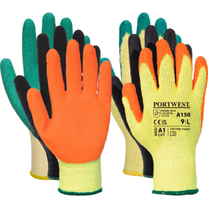 Portwest A150 Klassisk Grip Handske - Latex L Grøn