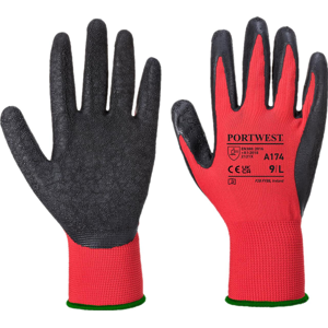 Portwest A174 Flex Grip Latex Handske 2xl Rød/sort