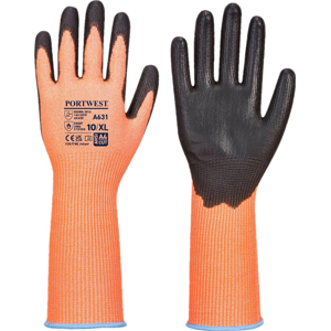 Portwest A631 Vis-Tex Skærehandske Med Lang Manchet 3xl Orange/sort