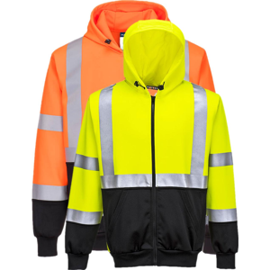 Portwest B315 Hi-Vis Two-Tone Hoodie Med Lynlås S Orange/sort