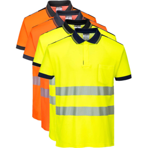 Portwest T180 Pw3 Hi-Vis Polo Shirt S/s M Orange/sort