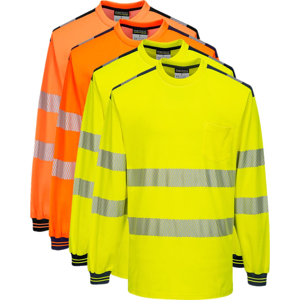 Portwest T185 Pw3 Hi-Vis Langærmet T-Shirt M Orange/sort