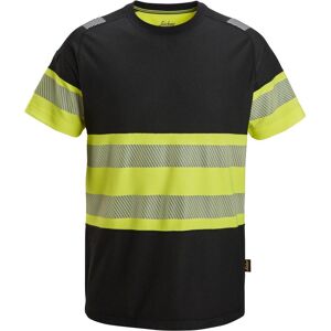 Snickers 2538 High-Vis T-Shirt, Klasse 1 Sort/gul Xl