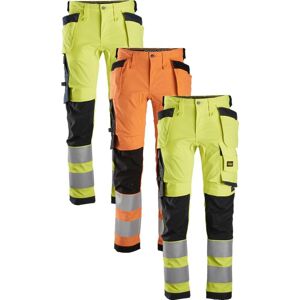 Snickers 6243 High-Vis Stretch Bukser Med Hylsterlommer, Klasse 2 Gul/sort 268