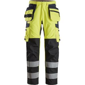 Snickers 6264 Protecwork, High-Vis Bukser Med Hylsterlommer Og Forstærkede Skinneben, Klasse 2 Gul/navy 58