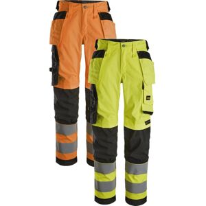 Snickers 6743 High-Vis Stretch Arbejdsbukser Til Damer Med Hylsterlommer, Klasse 2 Orange/sort 17