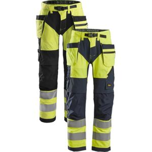 Snickers 6932 High-Vis Arbejdsbukser+ Med Hylsterlommer, Klasse 2 Gul/sort 66