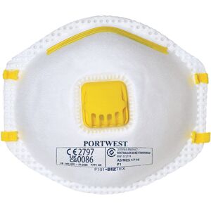 Portwest P101 Ffp1  Filtermaske M/ Ventil ( Kasse Á 10 Stk )-Hvid-One Size