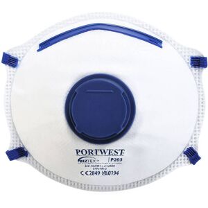 Portwest P203 Ffp2 Dolomit Testet Filtermaske M/ Ventil ( Kasse Á 10 Stk )-Hvid-One Size