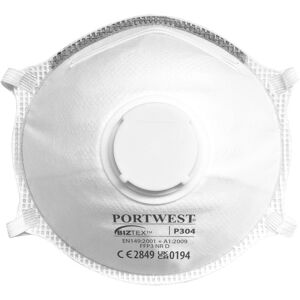 Portwest P304 Ffp3 Dolomit Letvægtsmaske M/ Ventil ( Kasse Á 10 Stk )-Hvid-One Size