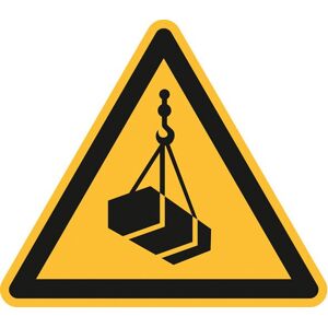 Advarselsskilt, advarsel om hængende last, Ø200 mm, aluminium, 10-pk