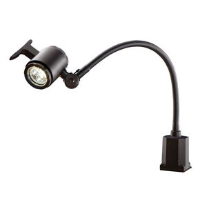 Maskinlampe LED / Spotbelysning, IP65, flexibel arm, svart, skruebesla