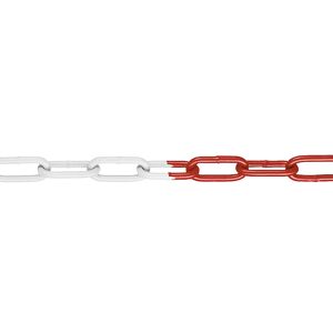 kaiserkraft Cadena de bloqueo para señalización, de acero revestido de plástico, 15 m, rojo / blanco