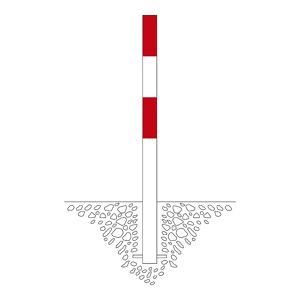 kaiserkraft Poste barrera, para encementar, Ø 76 mm, pintado en rojo-blanco, 2 anillas