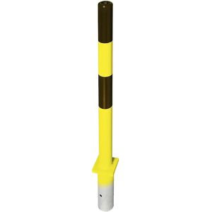 kaiserkraft Poste barrera de acero, para encementar, Ø 60 mm, negro-amarillo, 2 eslabones para cadena