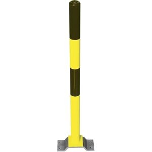 kaiserkraft Poste barrera de acero, para atornillar, Ø 60 mm, negro-amarillo, 1 eslabón para cadena