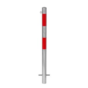 kaiserkraft Poste barrera, para encementar, Ø 76 mm, galvanizado al horno / reflectante en rojo, 1 anilla