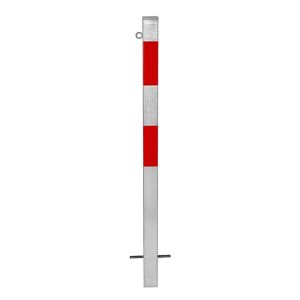 kaiserkraft Poste barrera, para encementar, 70 x 70 mm, galvanizado al horno / reflectante en rojo, 1 anilla