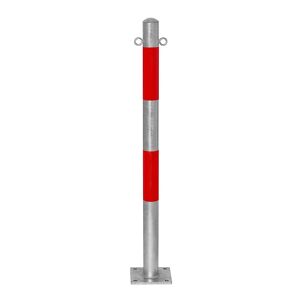 kaiserkraft Poste barrera, para atornillar, Ø 90 mm, galvanizado al horno / reflectante en rojo, 2 anillas