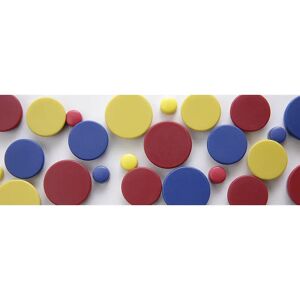 eurokraft basic Imán redondo, de plástico, de varios colores: azul, amarillo, rojo, Ø 20 mm, UE 72 unid.
