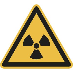 kaiserkraft Señal de advertencia de peligro, advertencia de sustancias radioactivas o radiación ionizante, UE 10 unid., aluminio, longitud de brazos de 200 mm