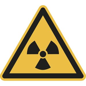 kaiserkraft Señal de advertencia de peligro, advertencia de sustancias radioactivas o radiación ionizante, UE 10 unid., película, longitud de brazos de 200 mm