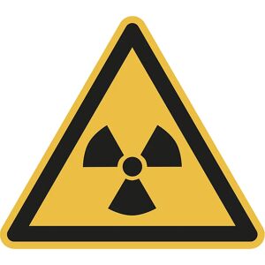 kaiserkraft Señal de advertencia de peligro, advertencia de sustancias radioactivas o radiación ionizante, UE 10 unid., película, longitud de brazos de 100 mm