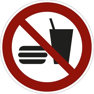 kaiserkraft Señal de prohibición, prohibido comer y beber, UE 10 unid., lámina, Ø 100 mm