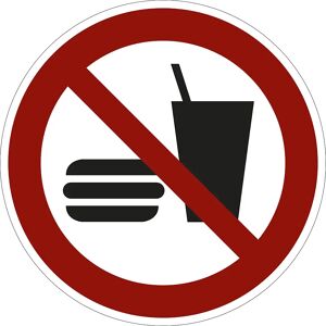 kaiserkraft Señal de prohibición, prohibido comer y beber, UE 10 unid., lámina, Ø 200 mm