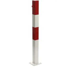 kaiserkraft Poste barrera, para atornillar, 70 x 70 mm, pintado en rojo-blanco, 1 anilla