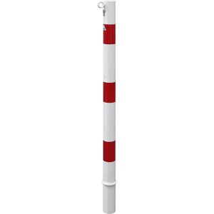kaiserkraft Poste barrera, Ø 60 mm, blanco y rojo, extraíble con cilindro perfilado, con 1 argolla