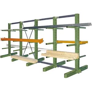 eurokraft pro Estantería completa de brazos voladizos, altura de postes 2700 mm, por ambos lados, longitud 5100 mm, profundidad 2 x 600 mm, verde