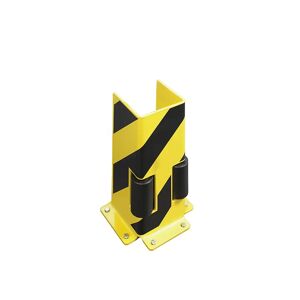 kaiserkraft Protección antichoque con rodillos guía para estanterías, perfil en U, negro / amarillo