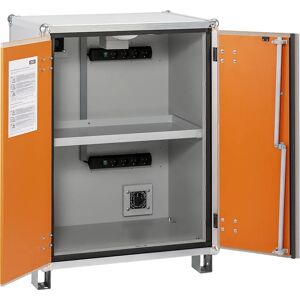 CEMO Armario de carga de seguridad para baterías BASIC, con pies, altura 1110 mm, 230 V, naranja/gris