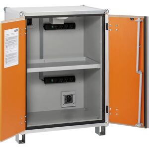 CEMO Armario de carga de seguridad para baterías BASIC, con pies, altura 1110 mm, 400 V, naranja/gris