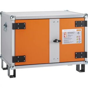 CEMO Armario de seguridad para carga de baterías PREMIUM, con pies, altura 620 mm, 230 V, naranja/gris