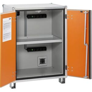 CEMO Armario de seguridad para carga de baterías PREMIUM, con pies, altura 1110 mm, 400 V, naranja/gris