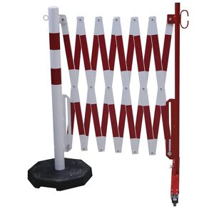 kaiserkraft Poste barrera con rejas de pantógrafo, tubo redondo de Ø 60 mm, con placa móvil para los pies, reflectante, rojo / blanco, longitud máx. 4000 mm