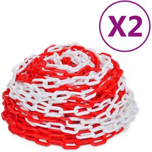 vidaXL Cadenas de advertencia 2 unidades plástico rojo y blanco 30 m