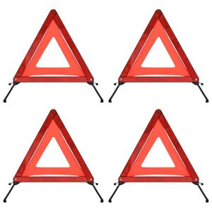 vidaXL Triángulos de advertencia de tráfico 4 uds rojo 75x75x100 cm