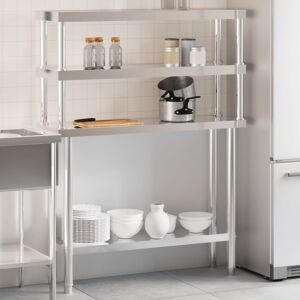 vidaXL Mesa de trabajo para cocina con estante acero inox 110x30x150cm