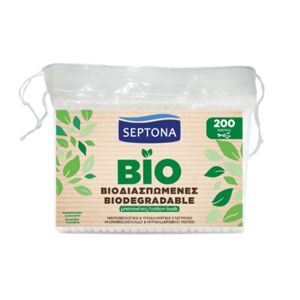 Septona Bastoncillos de algodón biodegradables - en bolsa, 200 bastoncillos