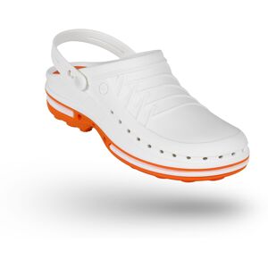 WOCK Zuecos Sanitarios Blancos y Naranja Clog 01 c/ Tira Naranja/Blanco 35/36