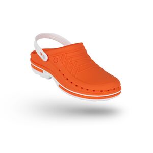 WOCK Zuecos Sanitarios Naranja y Blancos Clog 05 c/ Tira Blanco/Naranja 35/36