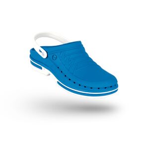 WOCK Zuecos Sanitarios Azul y Blancos Clog 07 c/ Tira Blanco/Azul Medio 35/36