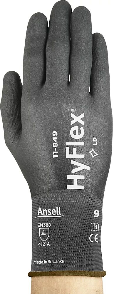 Ansell Guante de trabajo HyFlex® 11-849, negro, UE 12 pares, talla 6